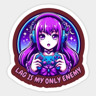 Gamer purple Anime girl Sticker